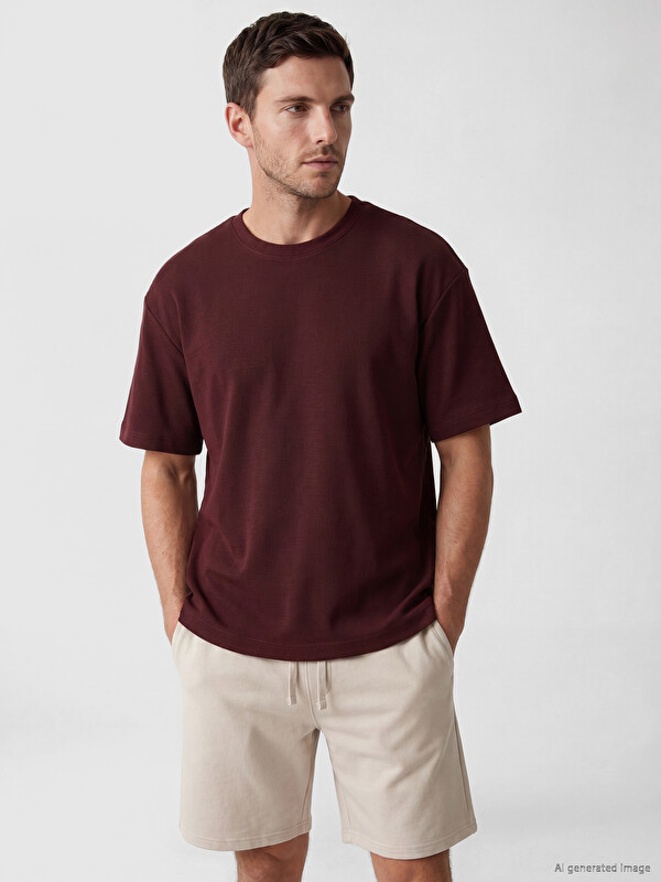 LC WAIKIKI Man Bordeaux T-Shirt