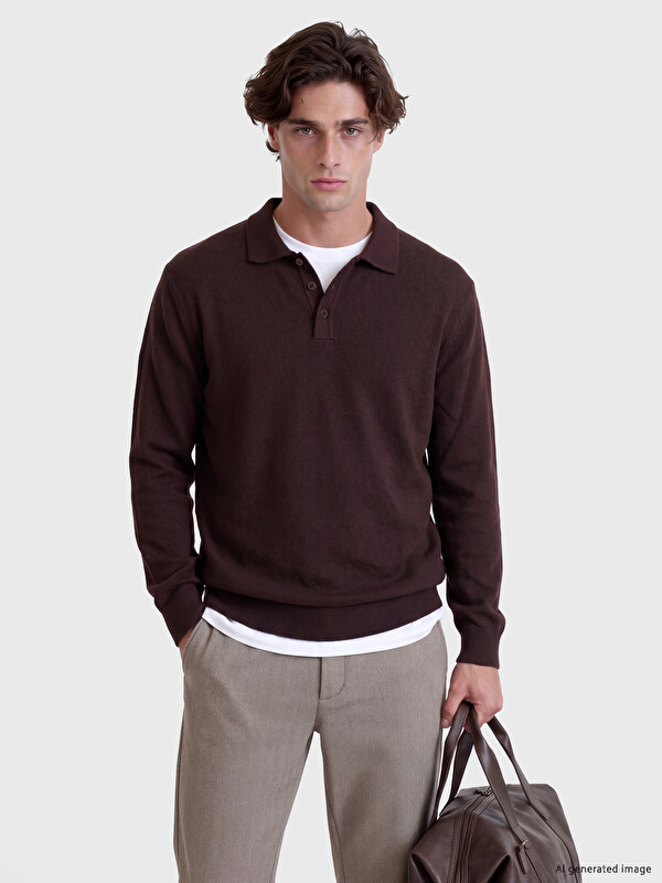 LCW Vision Man Plum Sweater