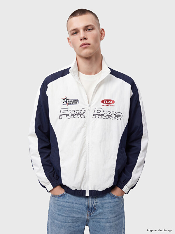 XSIDE Relax Fit Mock Neck Printed Men's Jacket