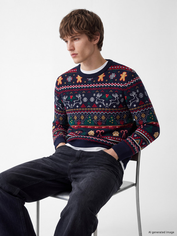 XSIDE New Year's Themed Men's Knitwear Sweater