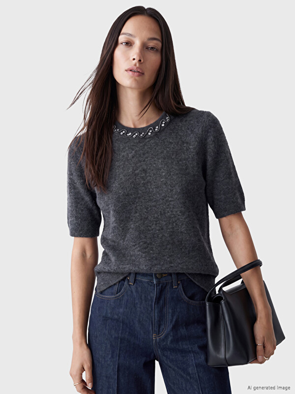 LCW EVERYDAY Rhinestone Wool Blended Women's Knitwear Sweater