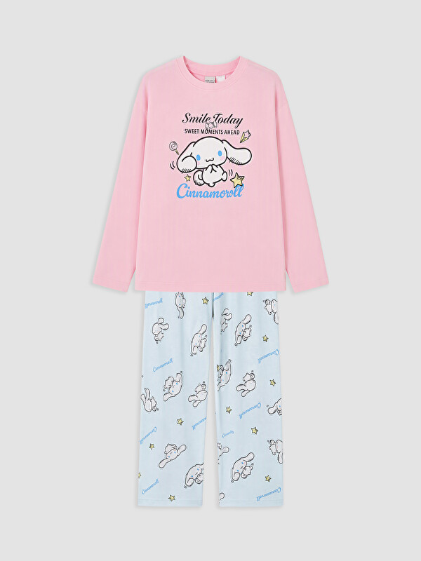 LCW Kids Cinnamoroll пижама сет со округол врат за девојчиња