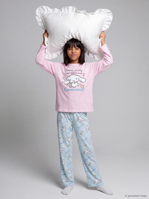 LCW Kids Cinnamoroll Bisiklet Yaka Kız Çocuk Pijama Takım