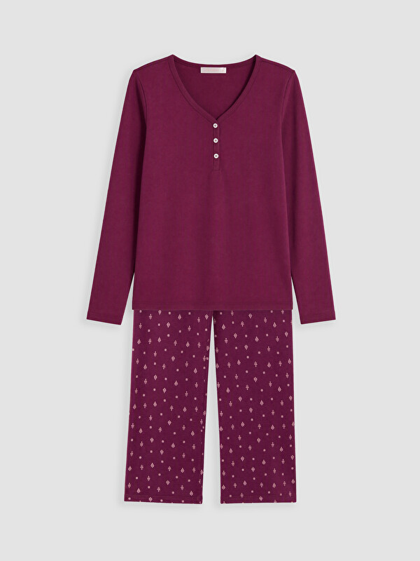 LCW DREAM V Yaka Baskılı Kadın Pijama Takımı