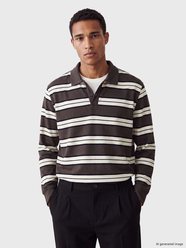 LCW Vision Polo Collar Striped Men's Sweatshirt