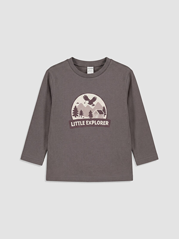LC WAIKIKI Crew Neck Long Sleeve Printed Boys' T-Shirt