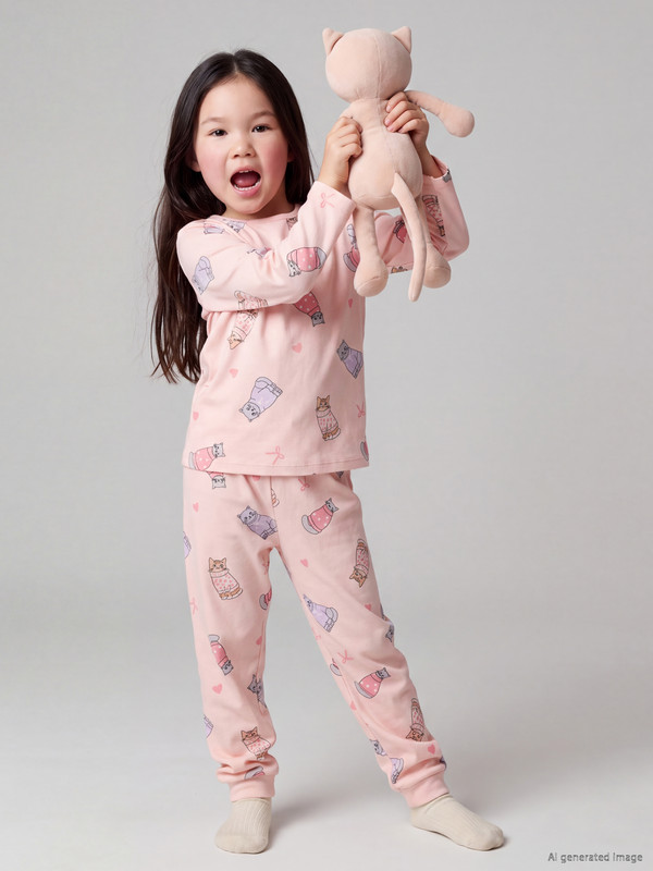 LCW Kids Desenli Kız Çocuk Pijama Takım