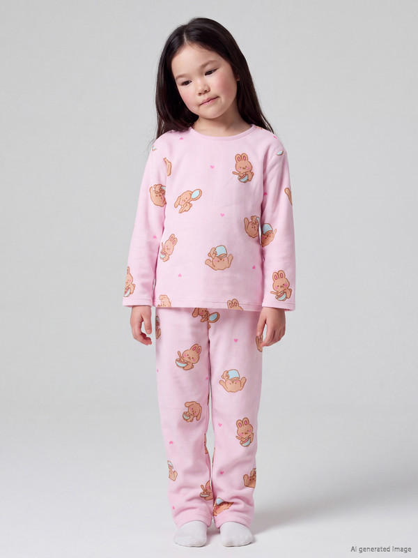 LCW Kids Desenli Kız Çocuk Kadife Pijama Takımı