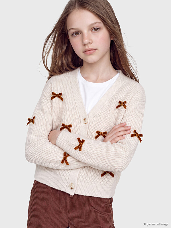 LCW Kids გოგონა Კრემისფერი კარდიგანი