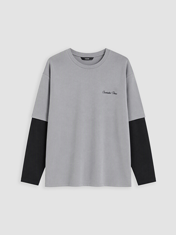 XSIDE Bisiklet Yaka Baskılı Erkek Sweatshirt