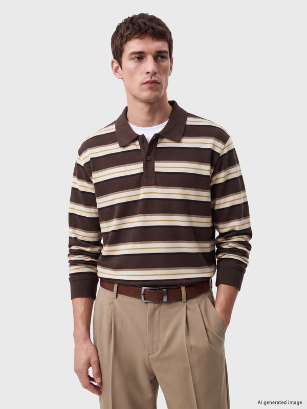 LCW Vision Polo Yaka Çizgili Erkek Sweatshirt