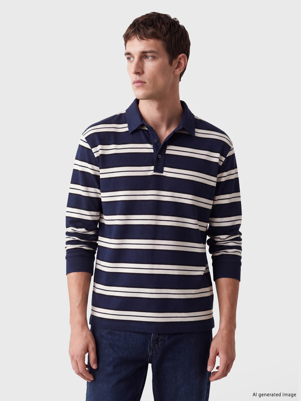 LCW Vision Polo Yaka Çizgili Erkek Sweatshirt