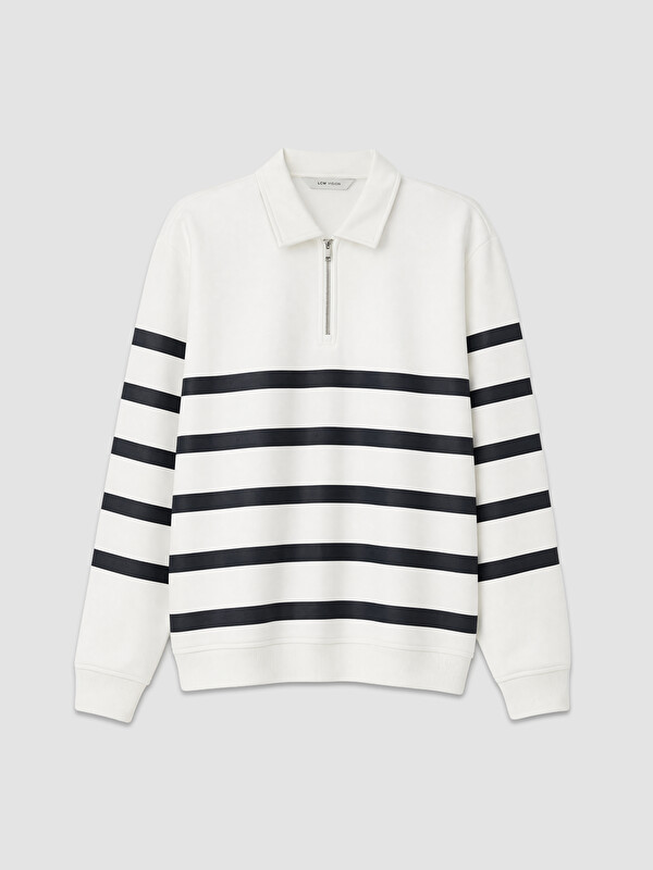 LCW Vision Polo Yaka Çizgili Erkek Sweatshirt