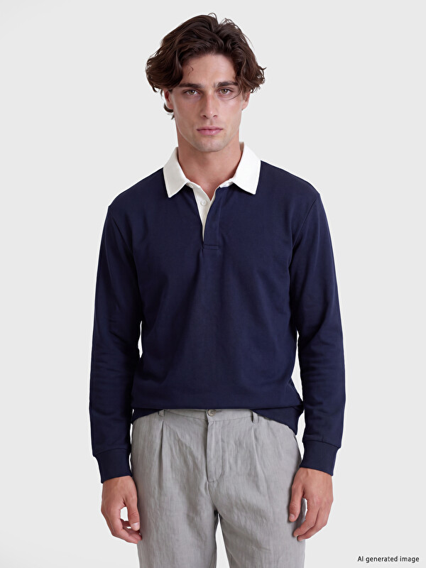 LCW Vision Polo Collar Men's Sweatshirt