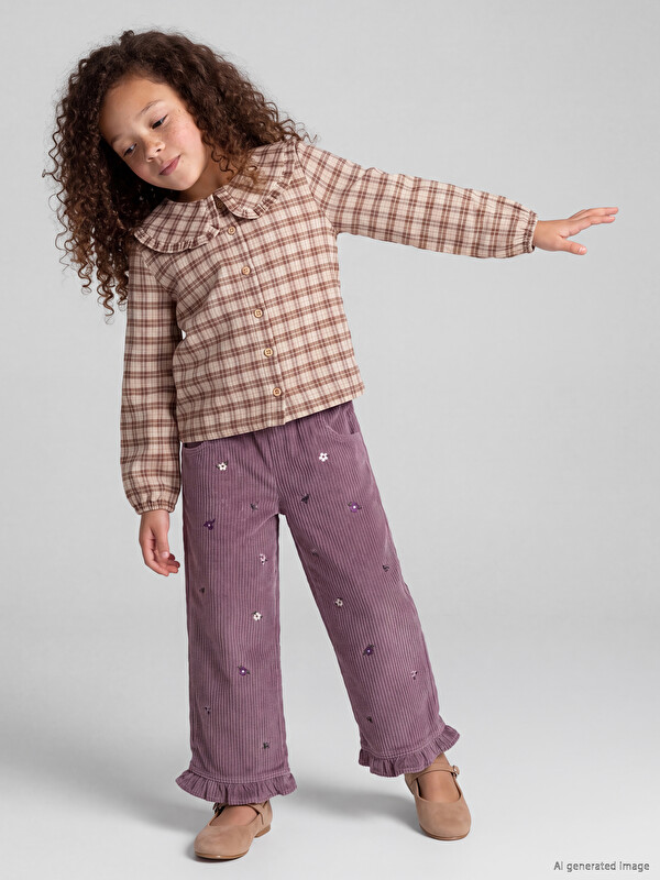 LCW Kids қыздарға арналған созылмалы белді барқыт шалбар