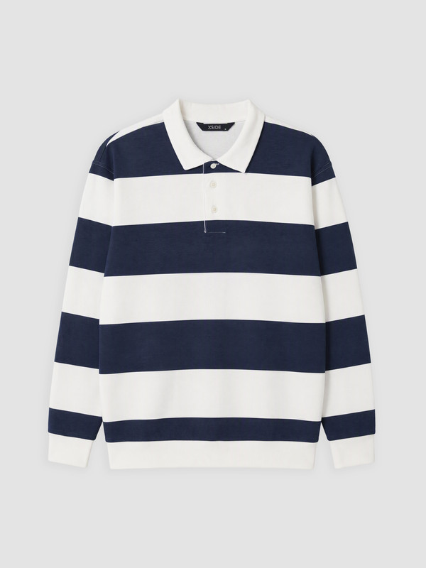 XSIDE Polo Collar Striped Men's Sweatshirt