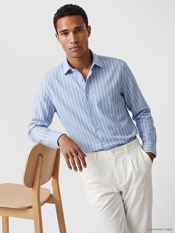 LCW Vision Regular Fit Striped Dobby Men's Shirt