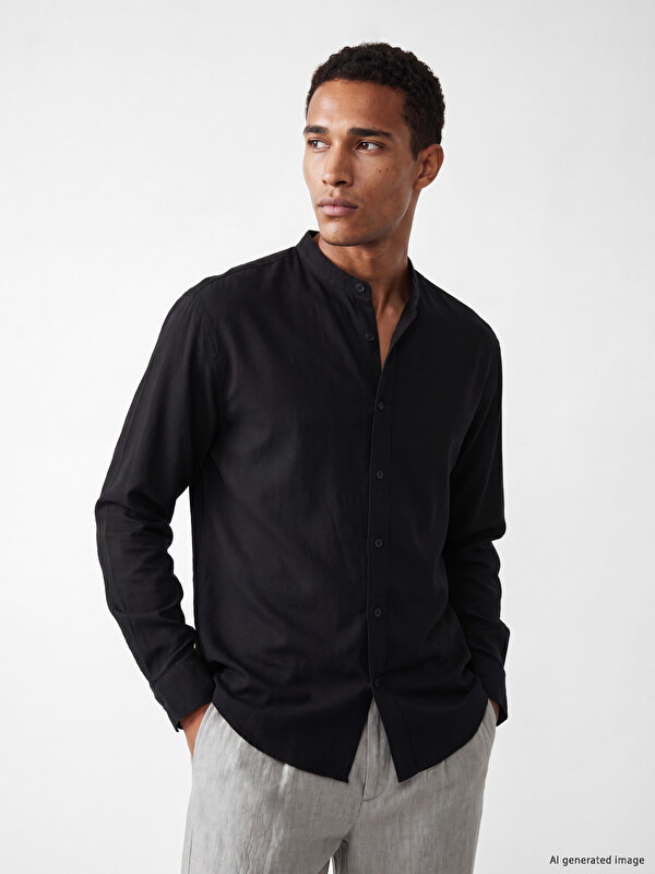 LCW Vision Regular Fit Grandad Collar Men's Shirt