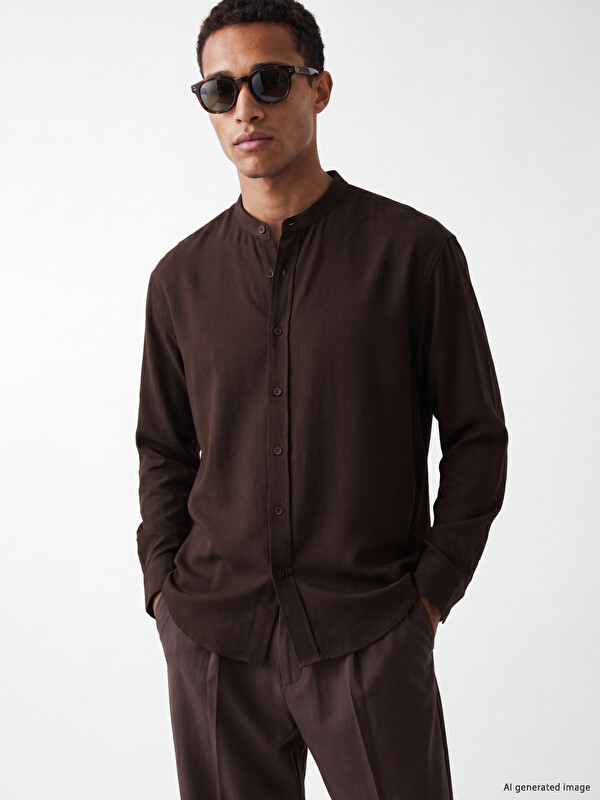 LCW Vision Regular Fit Grandad Collar Men's Shirt