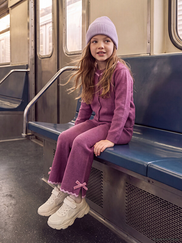LCW Kids Bow Detailed Girls' Knitwear Set