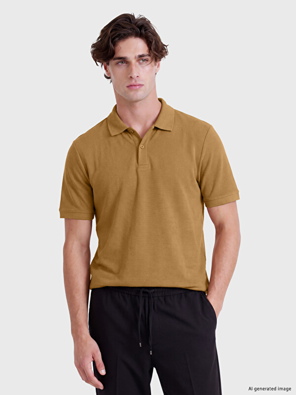 LCW Vision Polo Collar Jacquard Men's T-shirt