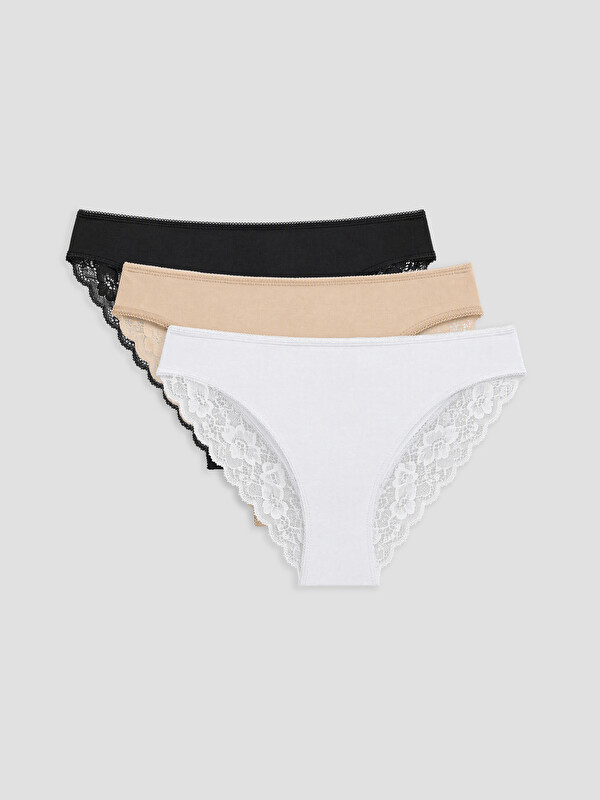 LCW DREAM Lace Detailed Brazilian Knickers 3-pack