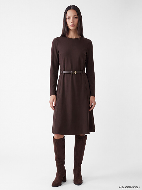 LCW EVERYDAY Kemerli Belden Oturtmalı Mini Elbise