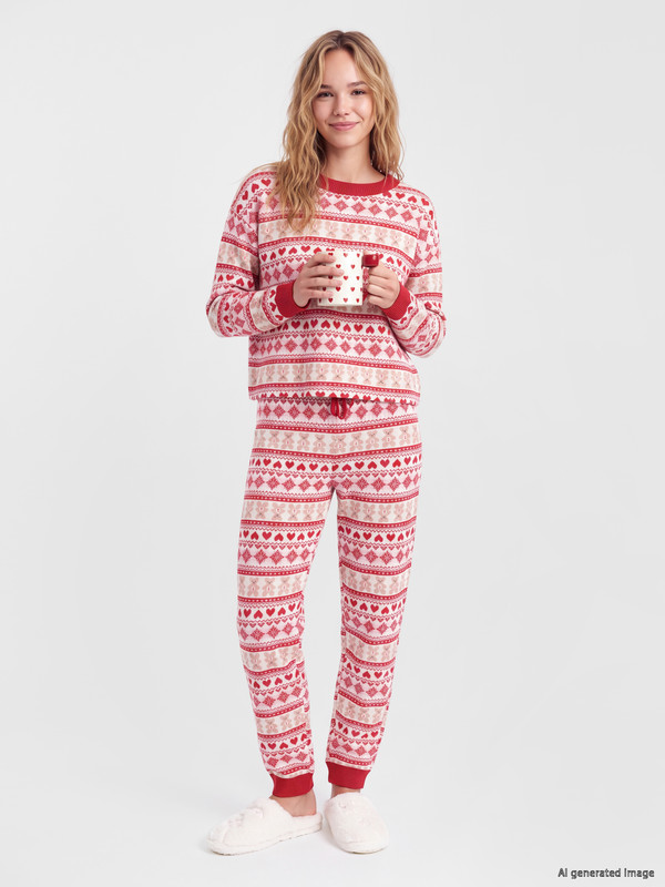 LCW Young Yılbaşı Temalı Kadın Pijama Takım