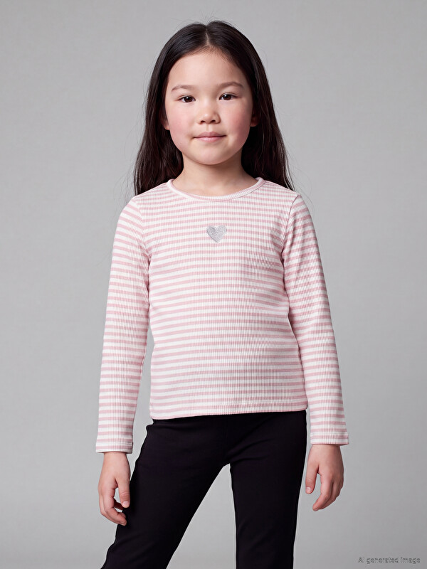 LCW Kids Crew Neck Embroidered Girls' T-shirt