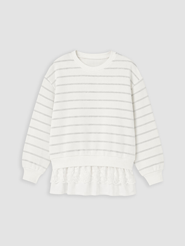 LCW Kids Девочки Экрю Свитшот