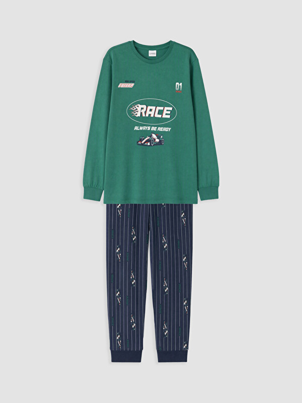 LCW Kids Bisiklet Yaka Erkek Çocuk Baskılı Pijama Takım