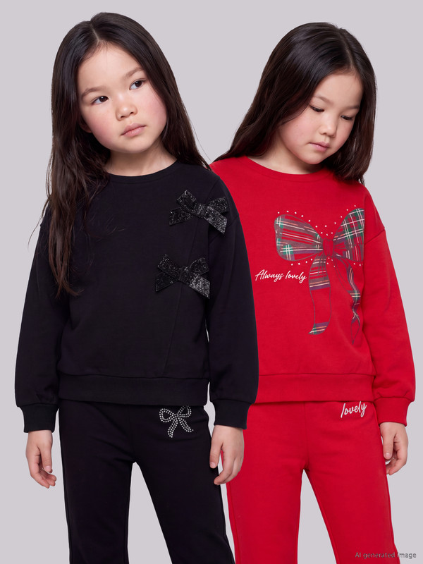 LCW Kids 2-pack Glitter and Stone Printed Girls' Thick Sweatshirt