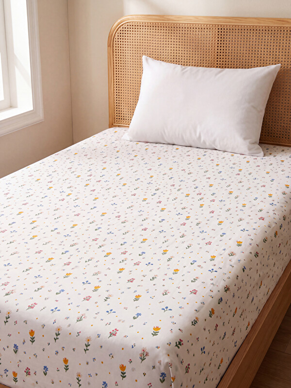 LCW HOME Floral Patterned Cotton Single Fitted Sheet