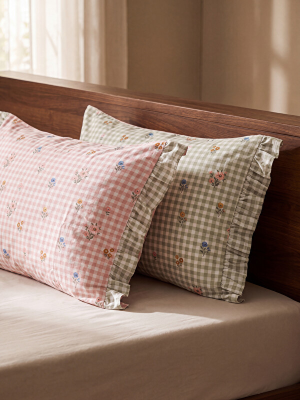 LCW HOME Flower Patterned Cotton Pillowcase 2 Pack 50x70 cm
