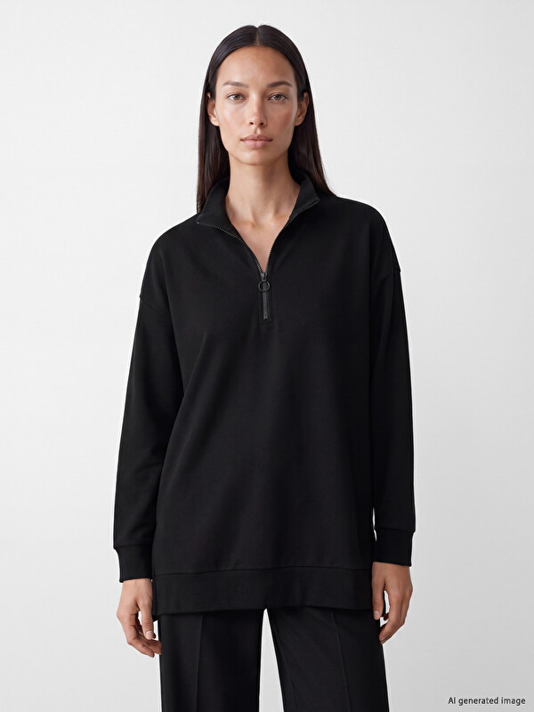 LC WAIKIKI Dik Yaka Kadın Sweatshirt Tunik