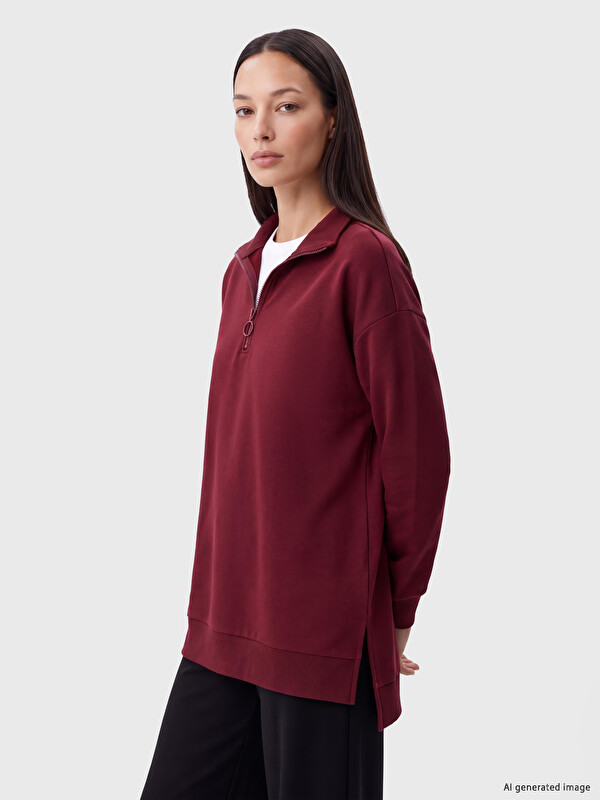 LC WAIKIKI Dik Yaka Kadın Sweatshirt Tunik