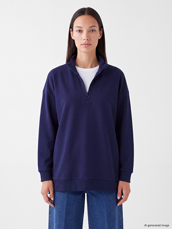LC WAIKIKI Dik Yaka Kadın Sweatshirt Tunik