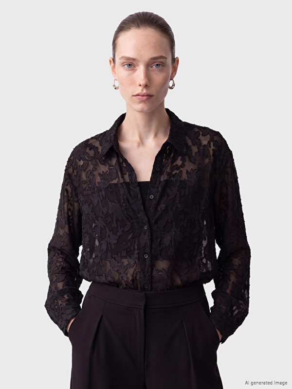 LCW Comfort Embroidered Oversize Women's Shirt