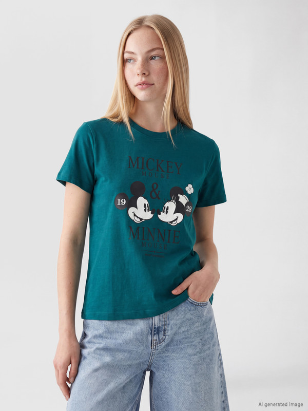 XSIDE Tricou Dama Imprimat Mickey Mouse Cu Guler Rotund