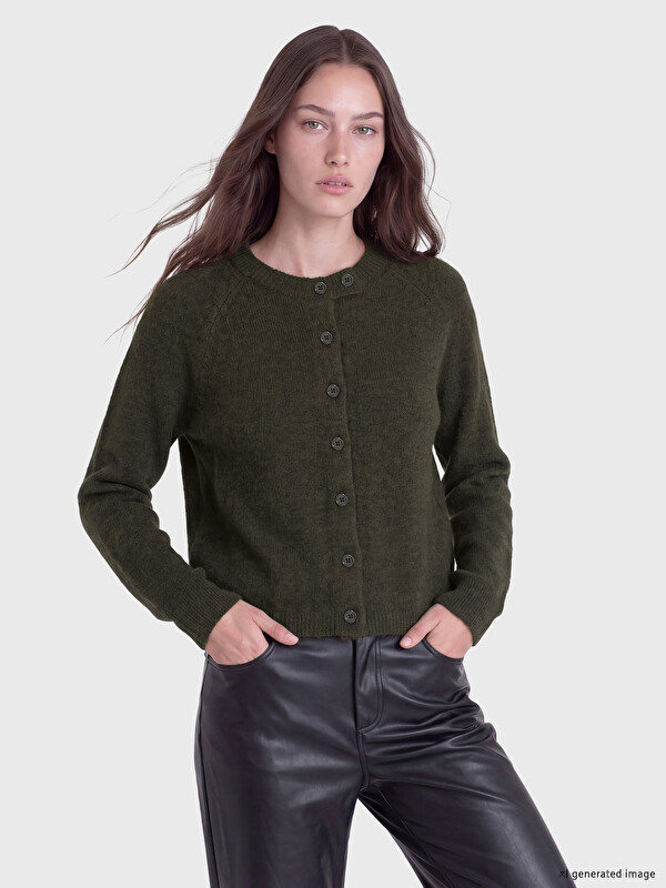 LCW Modest Crew Neck Women's Knitwear Cardigan