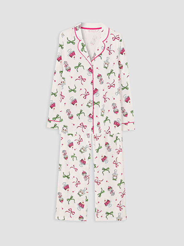 LCW DREAM Gömlek Yaka Desenli Kadın Pijama Takımı