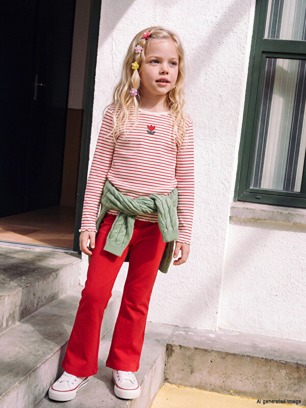 LCW Kids Crew Neck Striped Girls' T-Shirt