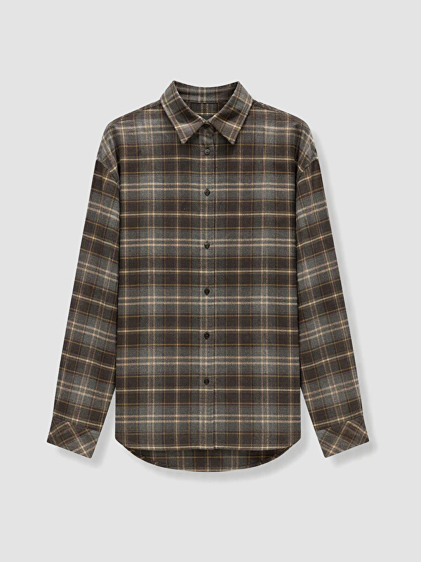 LCW EVERYDAY Woman Brown Flannel Shirt