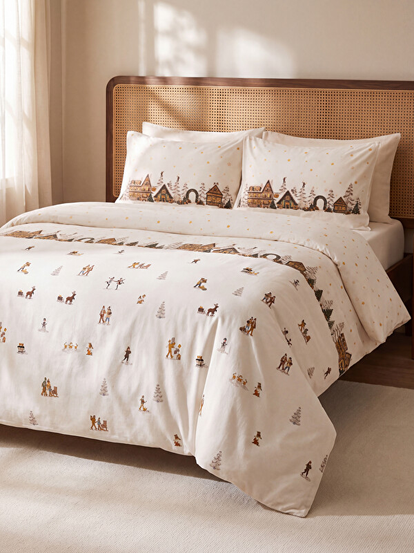 LCW HOME Yılbaşı Temalı Çift Kişilik Nevresim Seti