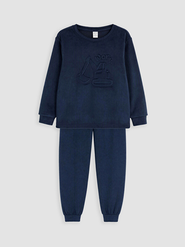 LCW Kids Crew Neck Velvet Boys' Pyjamas Set