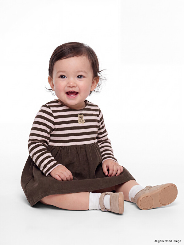 LCW baby Embroidered Baby Girls' Velvet Dress