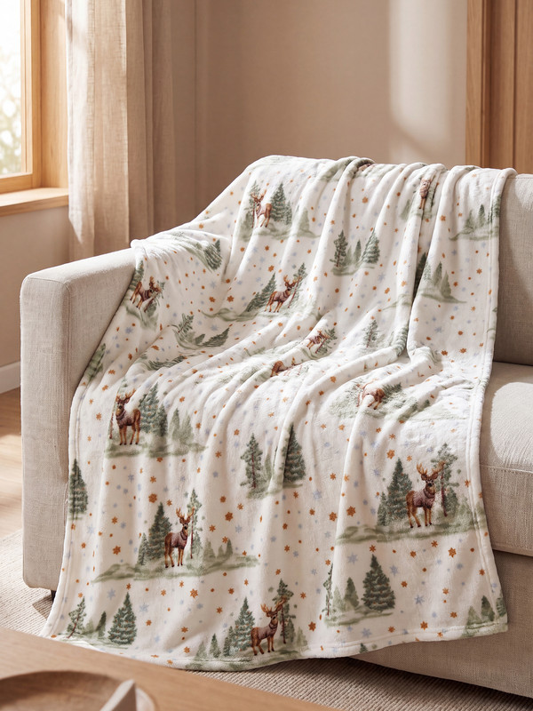 LCW HOME Yılbaşı Temalı Çift Kişişik Battaniye 200x220 cm