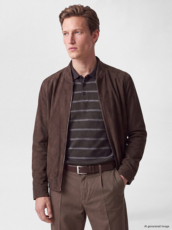 SOUTHBLUE Regular Fit Erkek Süet Bomber Ceket