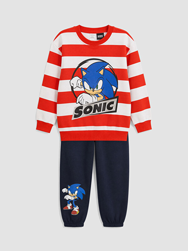 LCW Kids Set Trening Băieți Imprimat Sonic Vărgat