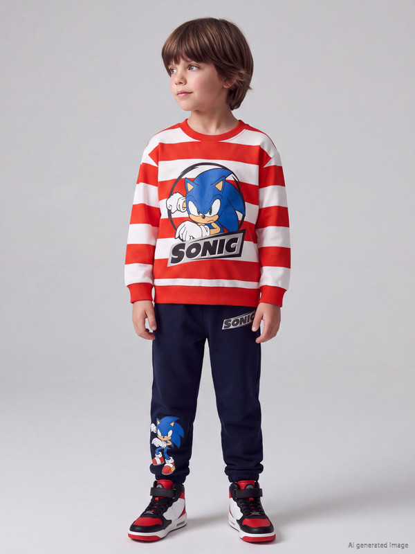 LCW Kids Set duksesh sportiv me shirita dhe print Sonic për djem